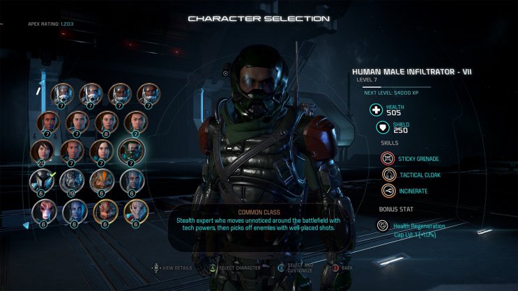 Mass Effect Andromeda - la sélection de personne en multijoueur 1