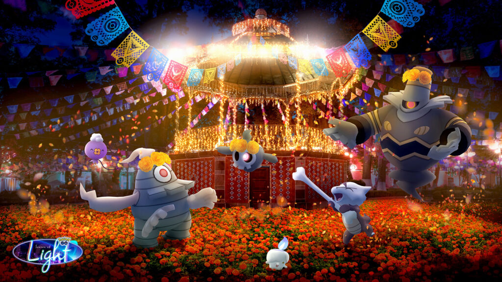 Día de Muertos 2022 - Skelénox avec une couronne cempasúchil, de nouveaux bonus et un Défi de Collection dans Pokémon GO