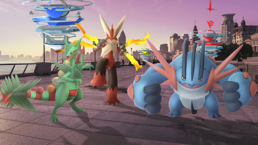 Méga-Jungko, Méga-Braségali et Méga-Laggron arrivent pendant la Journée de Méga-Raids de Hoenn sur Pokémon GO