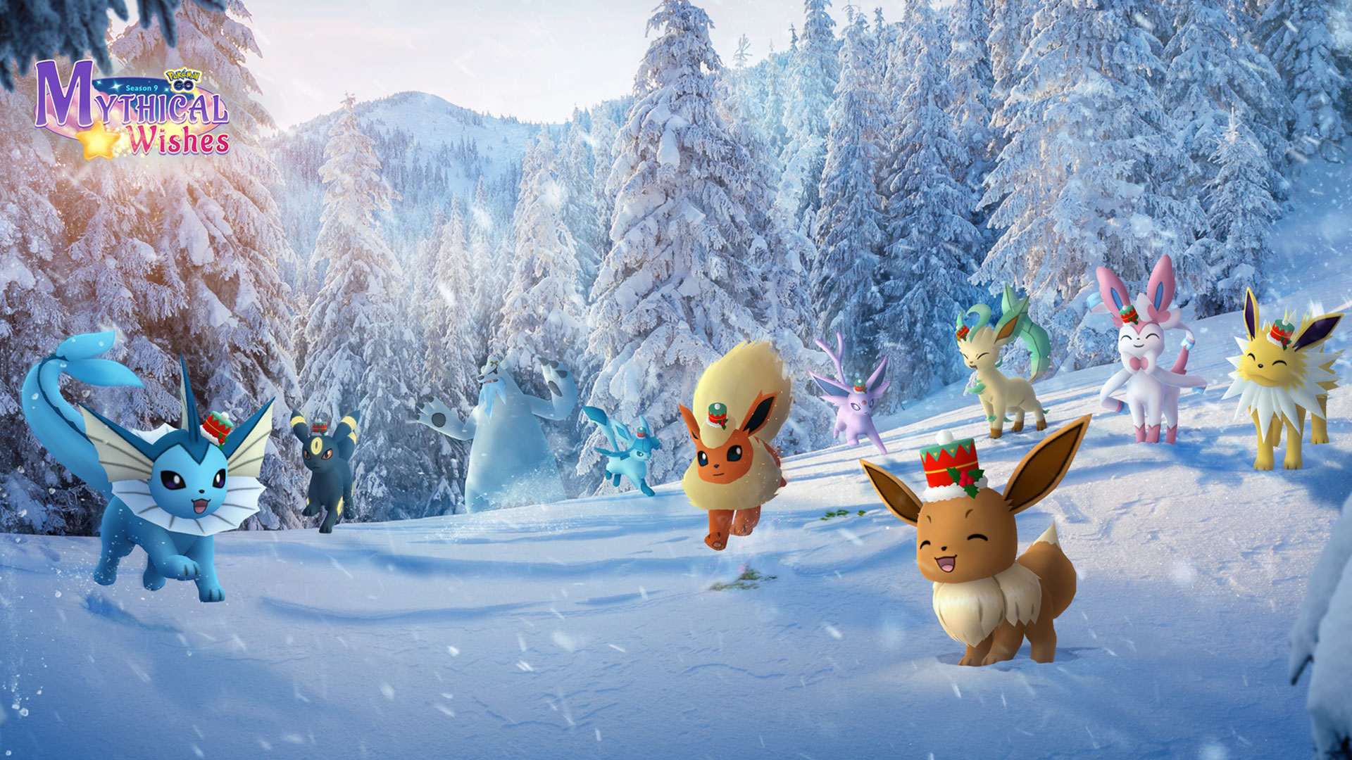 Évoli et ses Évolutions à chapeau et Séracrawl de Hisui pour les Fêtes d’hiver 2ème partie sur Pokémon GO