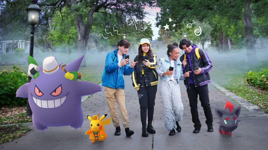 Pikachu et Ectoplasma costumés et Zorua chromatique animent la deuxième partie de l'événement Pokémon GO Halloween 2023!