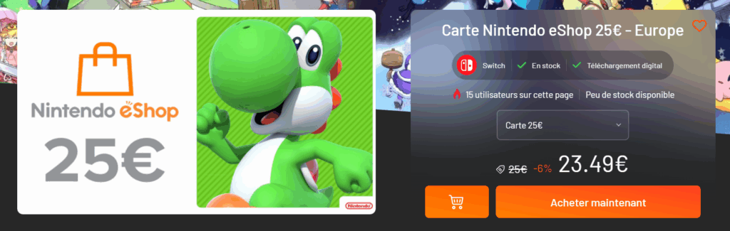 carte Nintendo eShop Instant Gaming jv actu