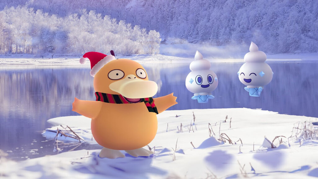 Psykokwak costumé et Sorbébé chromatique rejoignent la fête pendant les Fêtes d'hiver – 2ᵉ partie dans Pokémon GO