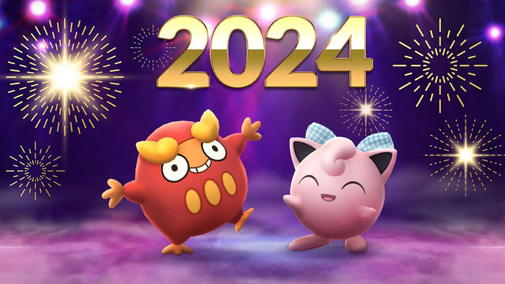 Nouvel An 2024 avec un Rondoudou à ruban et d'autres Pokémon festifs sur Pokémon GO